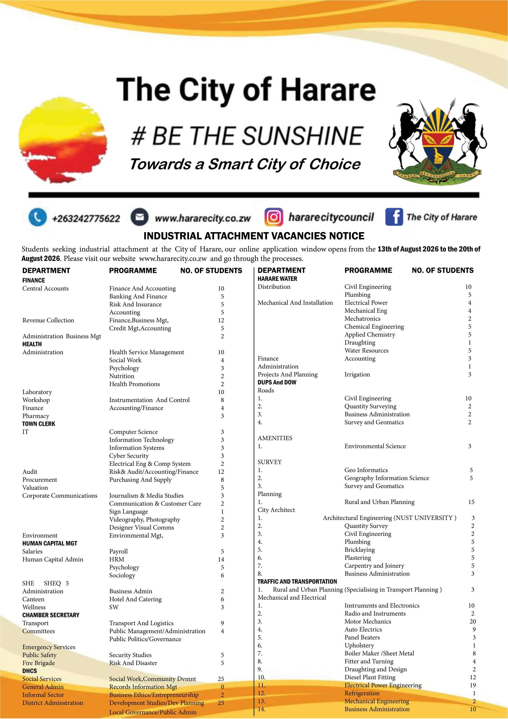 Industrial Attachment Vacancy Notice